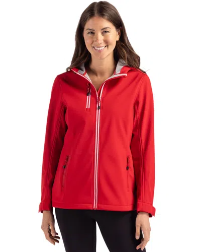 Clique Telemark Eco Stretch Softshell Full Zip Womens Hooded Jacket In Red