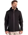 Clique Tempo Recycled Stretch Softshell Mens Hooded Jacket In Black