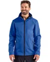 Clique Tempo Recycled Stretch Softshell Mens Hooded Jacket In Blue