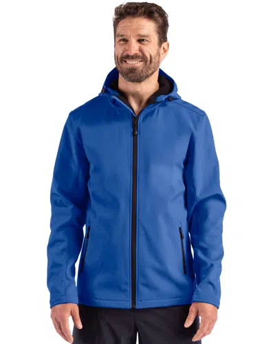 Clique Tempo Recycled Stretch Softshell Mens Hooded Jacket In Blue