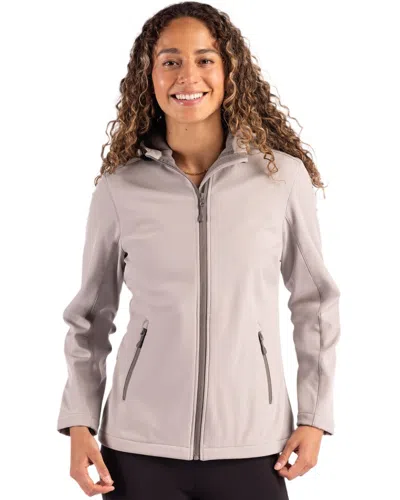 Clique Tempo Recycled Stretch Softshell Womens Hooded Jacket In Gray