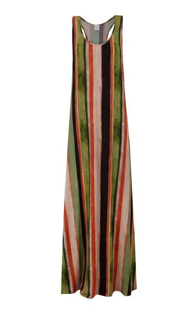 Clo Ava Scarf-detailed Silk Maxi Dress In Print