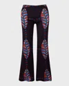 Clo Emotional Design Frankie Printed Flare Pants In Oval Spot Navy
