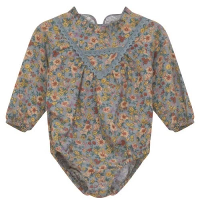 Clo Babies' Clô Floral Print Woven Long Sleeve Bubble In Multi