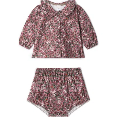 Clo Babies' Clô Flower Print Lace Top And Bottom Set In Pink
