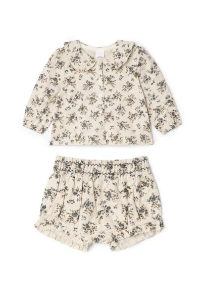 Clo Babies' Clô Flower Print Lace Top And Bottom Set In White