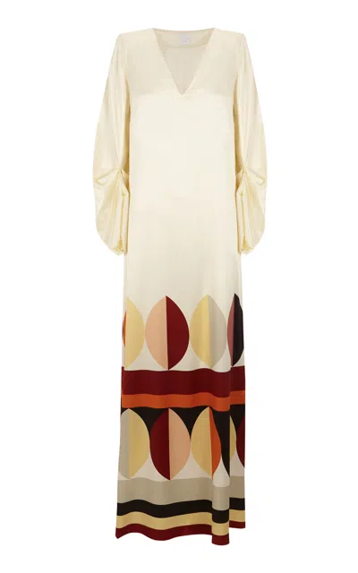Clo Gaella Silk-blend Maxi Dress In Print