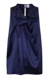 Clo Haley Draped Silk Top In Navy