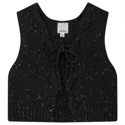 Clo Kids' Clô Knit Vest With Turbular Knit String In Black