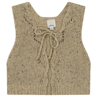 Clo Kids' Clô Knit Vest With Turbular Knit String In Brown