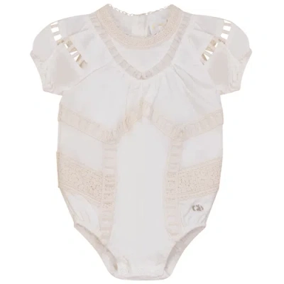 Clo Babies' Clô Long Sleeve Woven Lace Bubble In White
