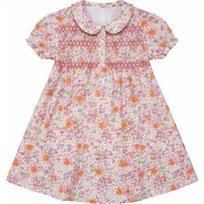 Clo Kids' Clô Multi Flower Print Girls Dress With Front Smocking