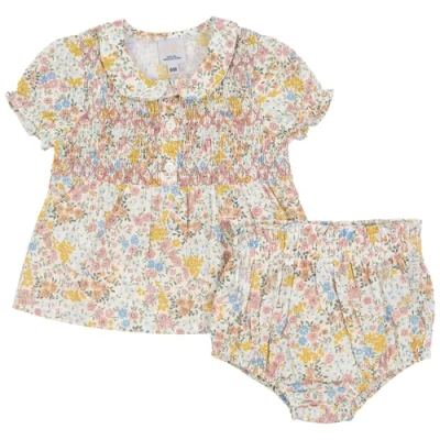 Clo Babies' Clô Multi Flower Print With Front Smocking Top And Bloomer Set