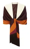 Clo Olivia Fringed Silk Shawl In Brown