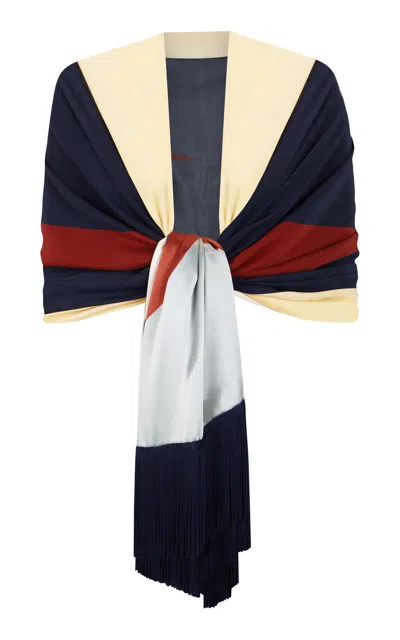 Clo Olivia Fringed Silk Shawl In Print
