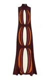 Clo Olivia Silk Turtleneck Maxi Dress In Brown