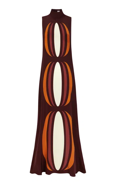 Clo Olivia Silk Turtleneck Maxi Dress In Brown