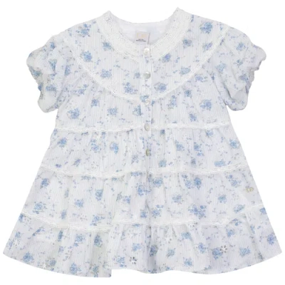 Clo Kids' Clô Printed Woven Dress With Lace Trim In White