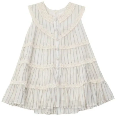 Clo Kids' Clô Woven Dress With Lace Trimmed In White