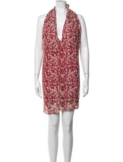 Pre-owned Cloe Cassandro Beniras Floral Mini Dress In Red/white