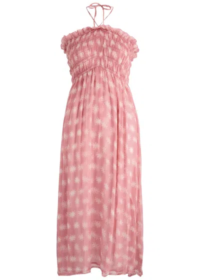 Cloe Cassandro Billie Printed Silk-georgette Midi Dress In Pink