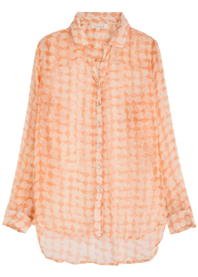 Cloe Cassandro Elodie Printed Silk-georgette Shirt In Orange