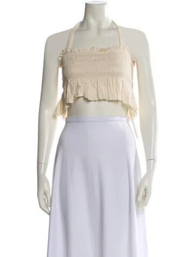 Pre-owned Cloe Cassandro Halterneck Sleeveless Crop Top In Neutral