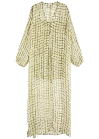 Cloe Cassandro Lea Printed Silk-georgette Maxi Dress In Khaki