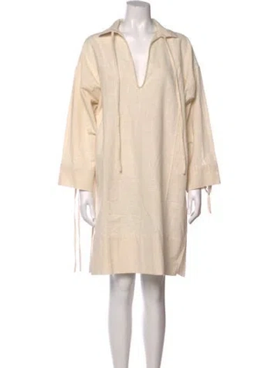 Pre-owned Cloe Cassandro Linen Knee-length Dress In Neutral