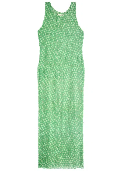 Cloe Cassandro Lola Printed Silk-georgette Midi Dress In Mint