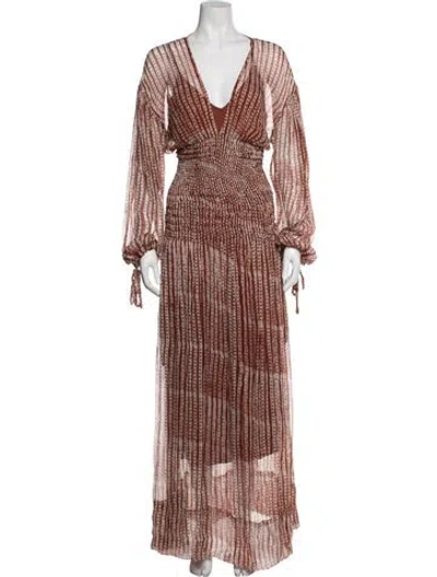 Pre-owned Cloe Cassandro Printed Long Dress In Multicolor