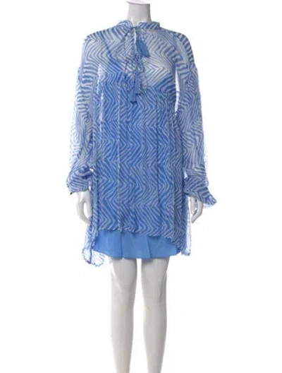 Pre-owned Cloe Cassandro Printed Mini Dress In Blue