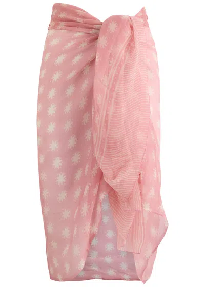 Cloe Cassandro Printed Silk-georgette Sarong In Pink