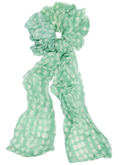 Cloe Cassandro Printed Silk-georgette Scrunchie In Green