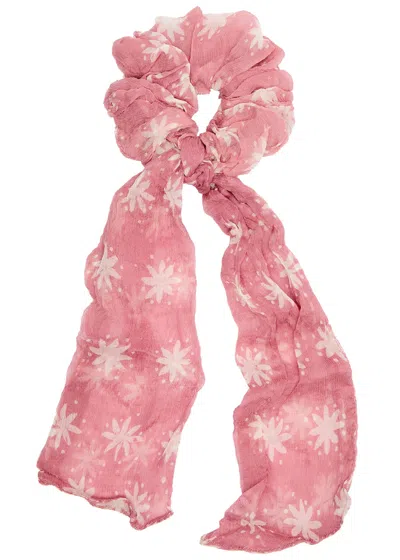 Cloe Cassandro Printed Silk-georgette Scrunchie In Pink