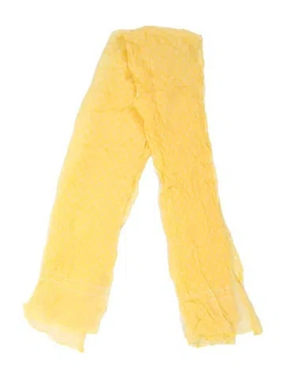 Pre-owned Cloe Cassandro Silk Floral Print Scarf In Yellow