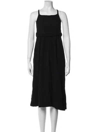 Pre-owned Cloe Cassandro Square Neckline Midi Length Dress In Black