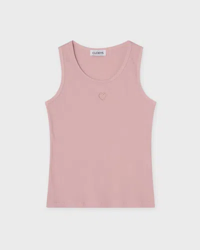 Cloeys Top Heart Tank In Pink
