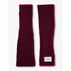 Cloimh Womens Burgundy / Red Fingerless Soft Wool Gloves In Multi