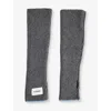 Cloimh Womens Dark Grey / Soft Blue Fingerless Ribbed Wool Gloves
