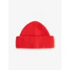 Cloimh Womens Red Chunky Soft Wool Beanie Hat In Red