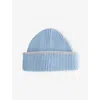 Cloimh Womens Soft Blue / Light Grey Chunky Soft Wool Beanie Hat