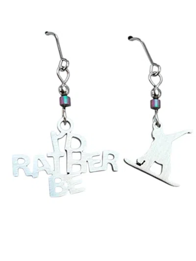 Close 2 Ur Heart Women's I'd Rather Be Snowboarding Earrings In Stainless Steele In Multi