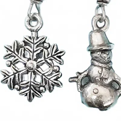 Close 2 Ur Heart Women's Pewter Earrings In Snowflake And Snowman In Multi