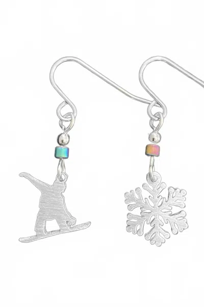 Close 2 Ur Heart Women's Stainless Steel Earrings In Snowboard In Multi