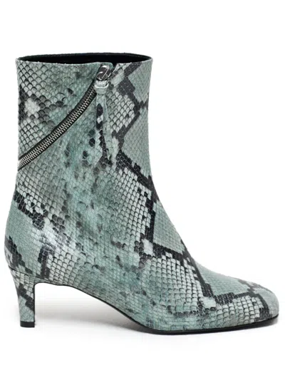 Closed 60mm Leather Boots In Blue