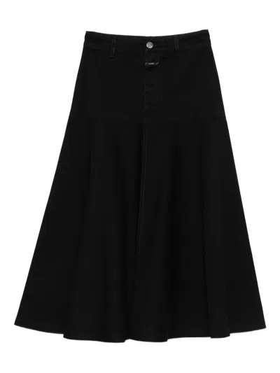 Closed A-line Midi Skirt In Black