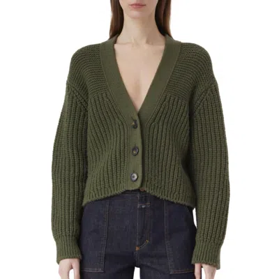 Closed Alpaca Mix Cardigan In Industrial Green In Multi