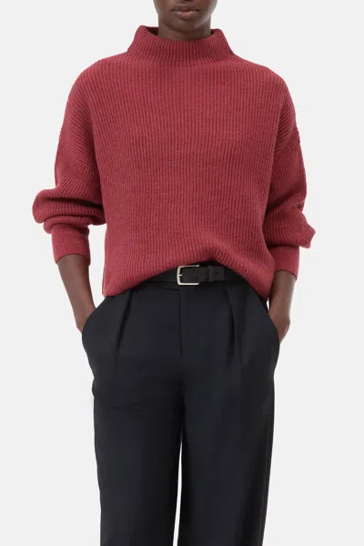 Closed Alpaca Mix Jumper Top In Cherry Red