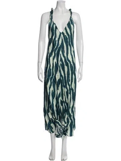 Pre-owned Closed Animal Print Long Dress In Multi
